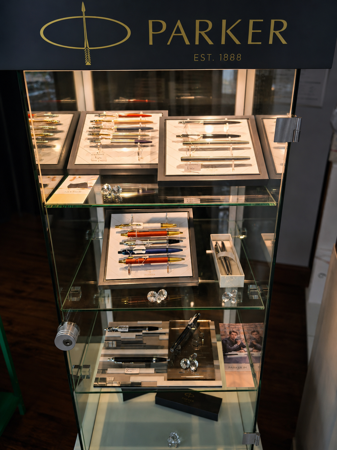 Parker Pens Glass Display