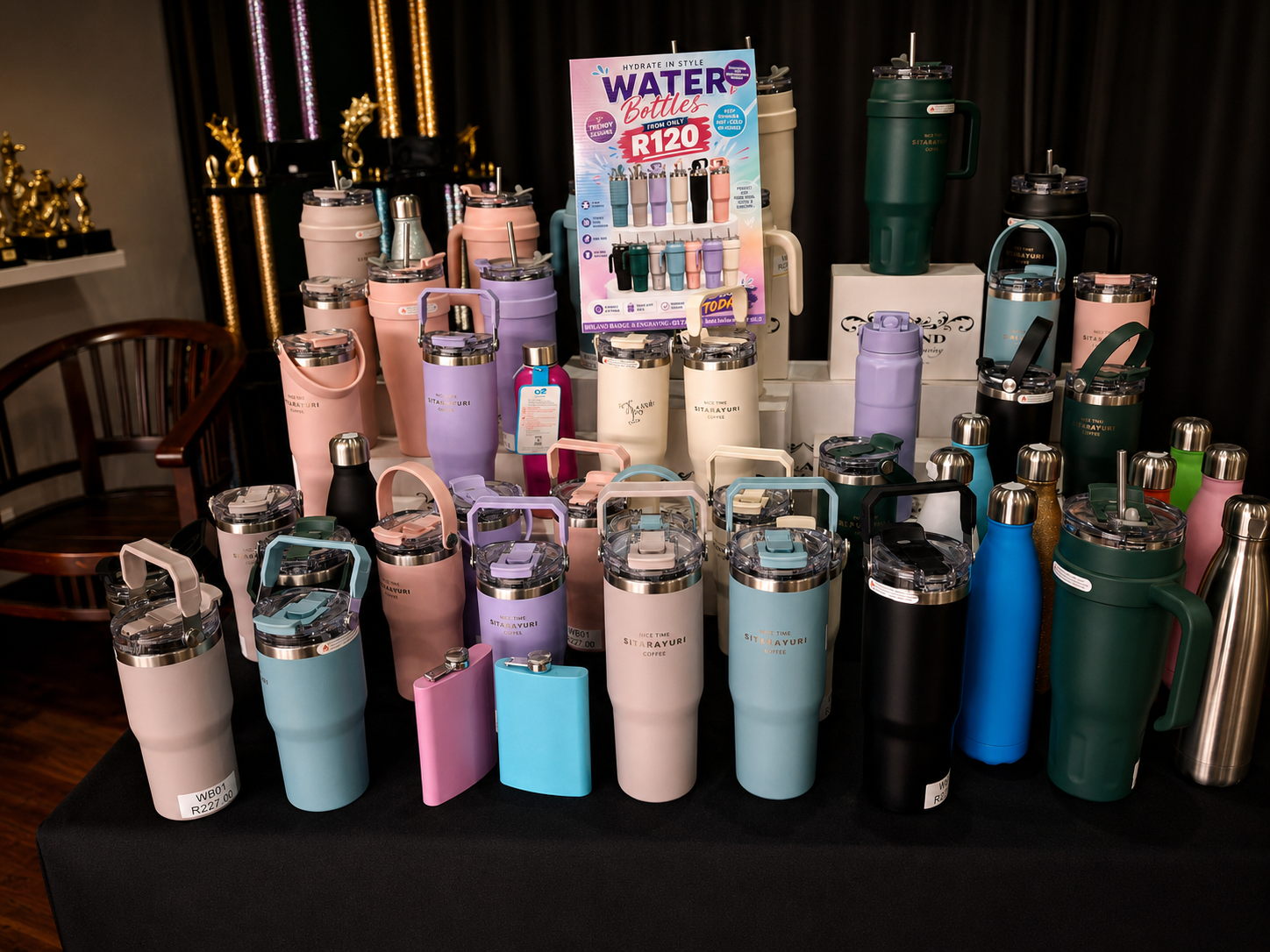 Trendy Water Bottles Display